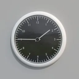 Realistic 3D rendering of a wall clock with minimalistic design for interior visuals, compatible with Blender.