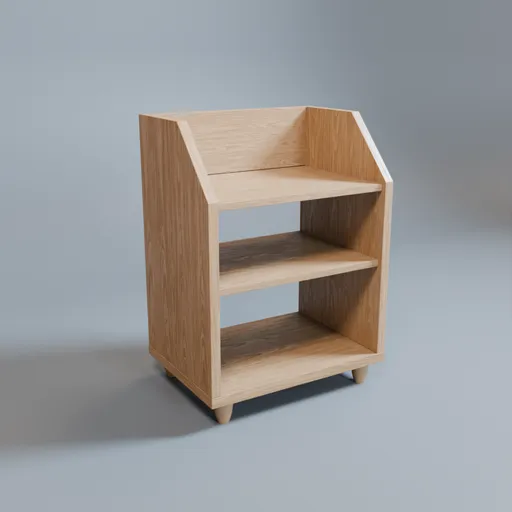 Wood texture detailed kids' bedside table 3D model for Blender rendering.