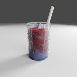 Iced glass of strawberry smoothie