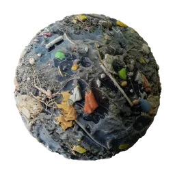 High-resolution PBR material showing dirty water with debris for texturing in Blender 3D and compatible apps.