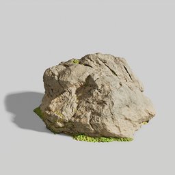 "Rock Mountain Meadow PBR Scan 02 - a photorealistic 3D model of a moss-covered rock scanned in the French alps with a 4K texture. Ideal for environment elements in Blender 3D creations. Designed by Genevieve Springston Lynch and Pedro Pedraja."
