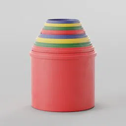 Colorful 3D modeled stacking cups, rendered in high quality, suitable for Blender 3D projects.