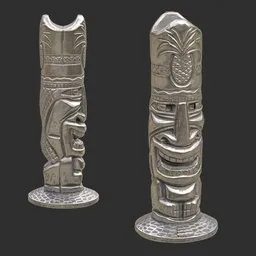 Tiki God Jolly Spirit Statue Silver