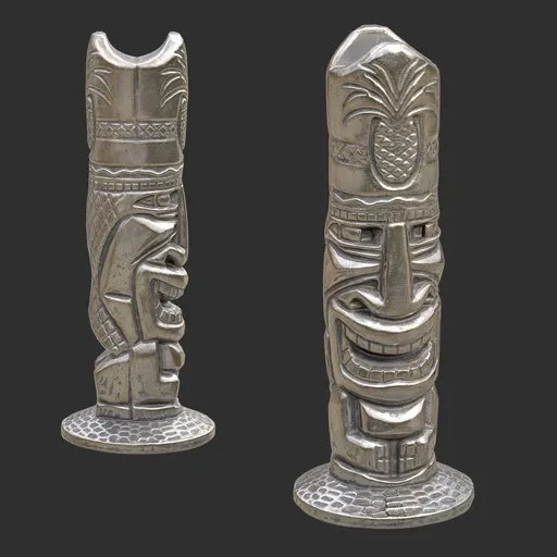 Tiki God Jolly Spirit Statue Silver