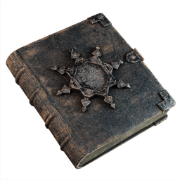 Detailed 3D rendering of an aged leather-bound book with ornate metal accents, suitable for Blender projects.