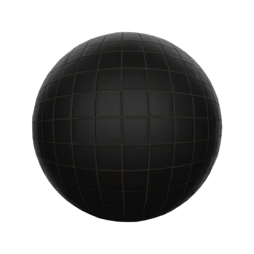 2K resolution PBR material for Blender with black square tiles, seamless and glossy for 3D flooring and architectural visualization.