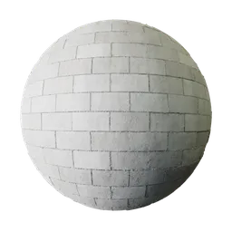 Realistic PBR texture of a concrete block brick wall for use in 3D modeling and Blender projects.