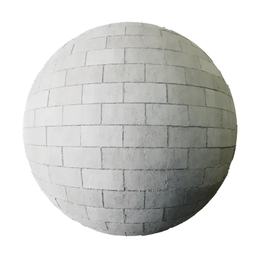 Realistic PBR texture of a concrete block brick wall for use in 3D modeling and Blender projects.