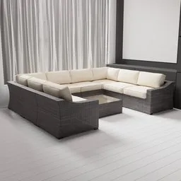 Grey Rattan Corner Sofa