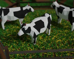Stylized geometric bovine 3D model optimised for Blender rendering and asset creation.