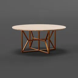 Realistic bamboo coffee table 3D model with copper legs, designed for Blender rendering.