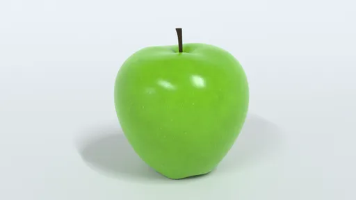 Highly detailed green apple 3D model, quad mesh, ready for realistic rendering in Blender 3D visualizations.