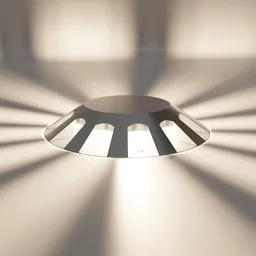 Realistic 3D model of a round floor lamp casting dynamic shadows, compatible with Meshmachine for Blender integration.