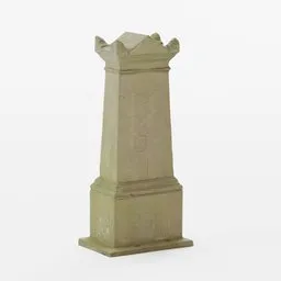 Detailed 3D scanned gravestone model optimized for use in Blender, showcasing realistic textures and weathering effects.