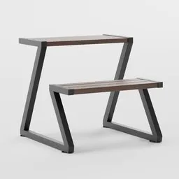 Backless Outdoor Bench with Center Table