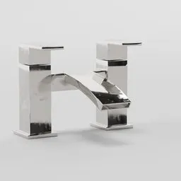 Chrome-plated 3D tap model for Blender, ideal for modern bathroom design visualization.