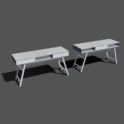3D model render of two modern office tables with intricate leg design, optimized for Blender 3D software.