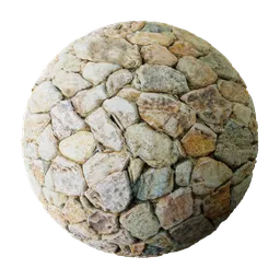 Realistic stone wall PBR texture for 3D modeling in Blender and other apps, featuring natural rock appearance and a displacement channel.