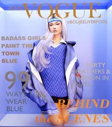 Detailed Blender 3D render of a chic Sims Vogue magazine cover with style-focused text.