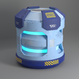 Highly detailed futuristic power cell 3D model, featuring PBR textures suitable for Blender rendering.