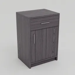 Detailed 3D model of a wooden nightstand with storage, compatible with Blender.