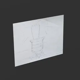 Sketch-style Blender 3D model showcasing a child's drawing with generated texture details.