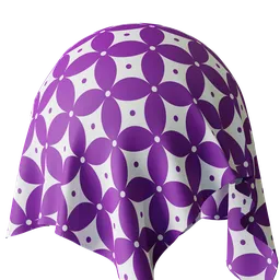 High-quality PBR violet fabric with geometric pattern for 3D rendering in Blender and other software.