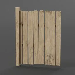 3D wooden fence model with realistic textures for Blender rendering and exterior design visualization.