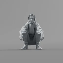 Lowpoly Female Squatting