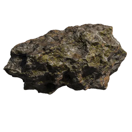 Detailed 3D rock model created with Blender's geometry node, featuring realistic textures and adjustable parameters.