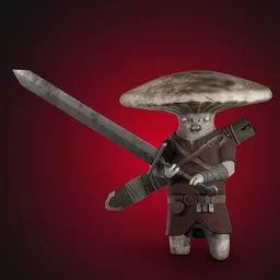 Warrior mushroom rigged game ready