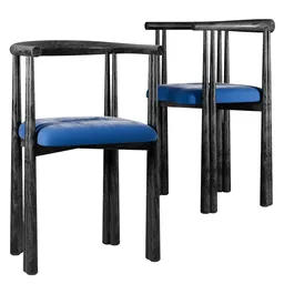 Detailed black and blue textured 3D model chairs for Blender rendering, showcasing modern furniture design.