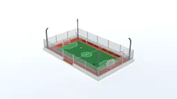 Cartoon-style low-poly 3D street football court with four animated child models, optimized for Blender renderings.