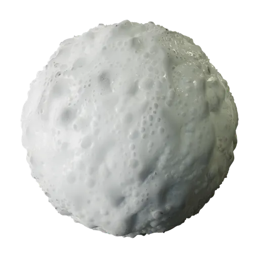 High-quality PBR Milky Foam texture for Blender 3D, ideal for realistic liquid simulations with bubbles and displacement.