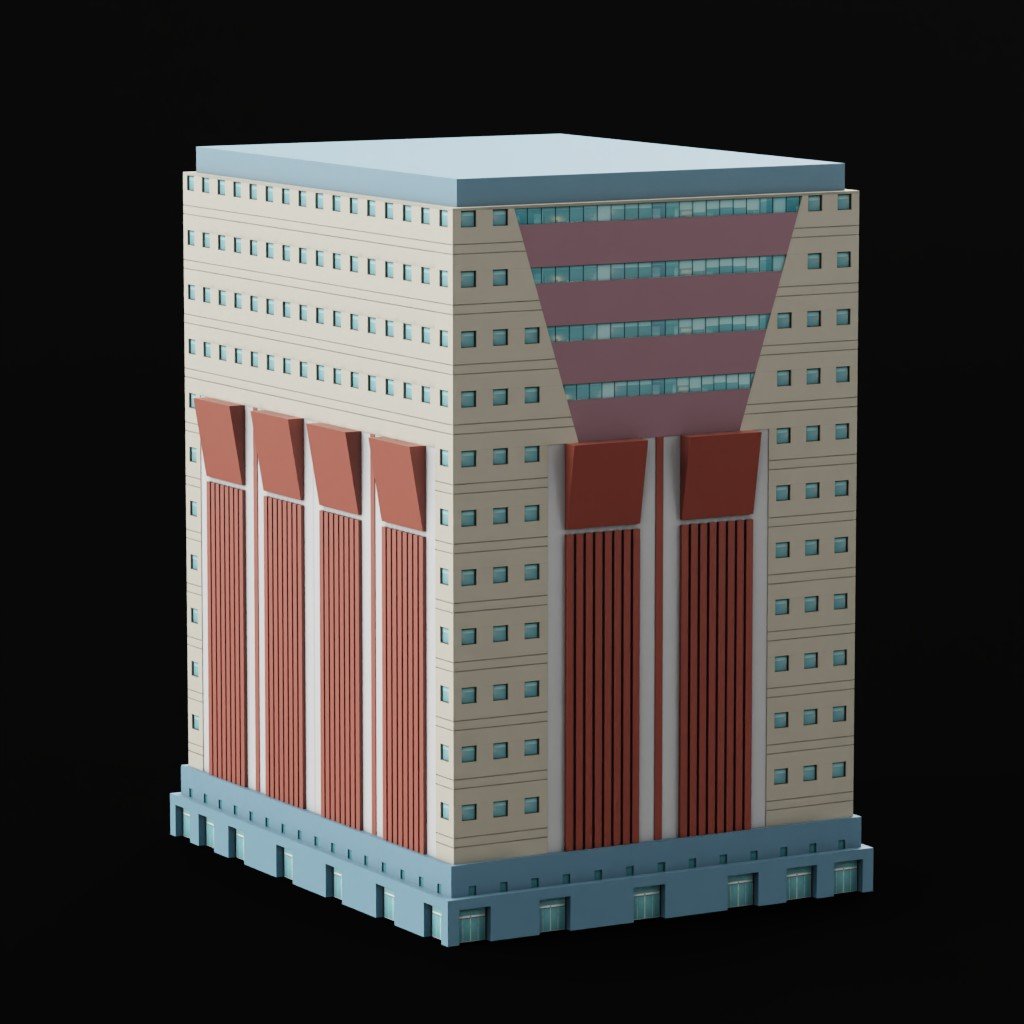 Lowpoly building | FREE Commercial Buildings models | BlenderKit
