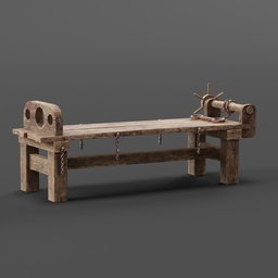 "Sturdy wooden prison stretcher 3D model for Blender 3D software. Perfect for fitness enthusiasts or artistic projects with a vintage European folk art and industrial design aesthetic."