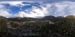 Cloudy Mountain Valley Landscape