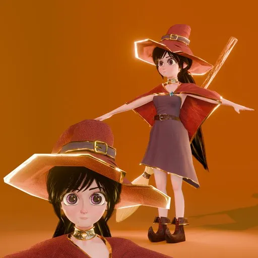 Cartoon Witch Character - Stylized - Rigged (Rigify)Cartoon Witch Character - Stylized - Rigged (Rigify)