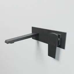 Modern 3D-rendered wall-mounted faucet for Blender, with a minimalist design suitable for bathroom visualization.