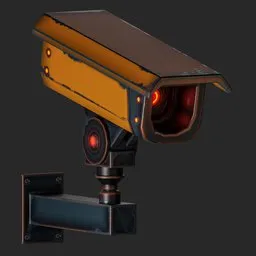 Yellow Stylized Sci-Fi Security Camera