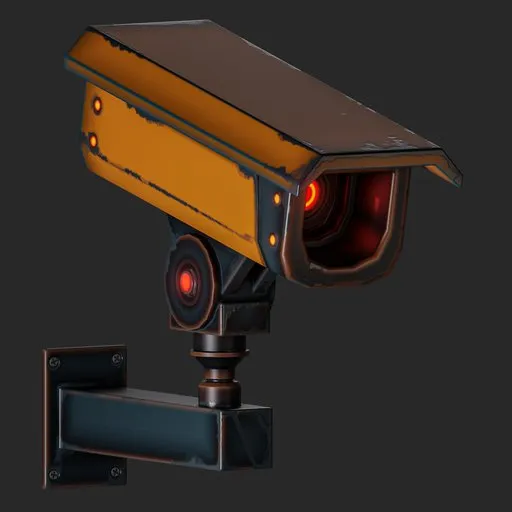 Yellow Stylized Sci-Fi Security Camera
