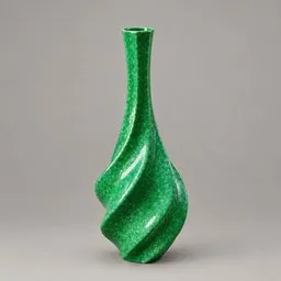 Sculptural Twisted Green Ceramic Vase
