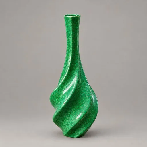 Sculptural Twisted Green Ceramic Vase
