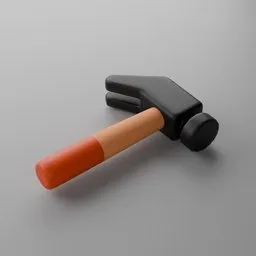 3D modeled cartoon-style hammer with realistic textures, optimized for Blender rendering.