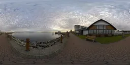 Seawalk by Ocean Cloudy Sunset