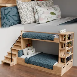 Bunk bed with decorations