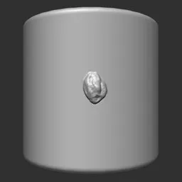 3D sculpting brush effect on metal surface model for Blender, ER Welding Brush 19, creating realistic damage textures.