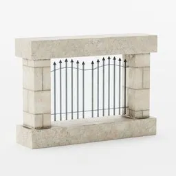 Stone Wall with Iron Railings