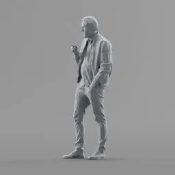 Lowpoly Smoking Male