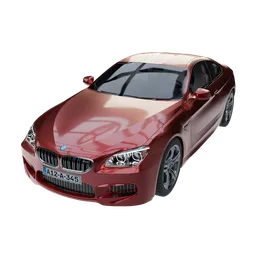 Highly detailed BMW M6 3D model in red, perfect for Blender rendering and animation projects.
